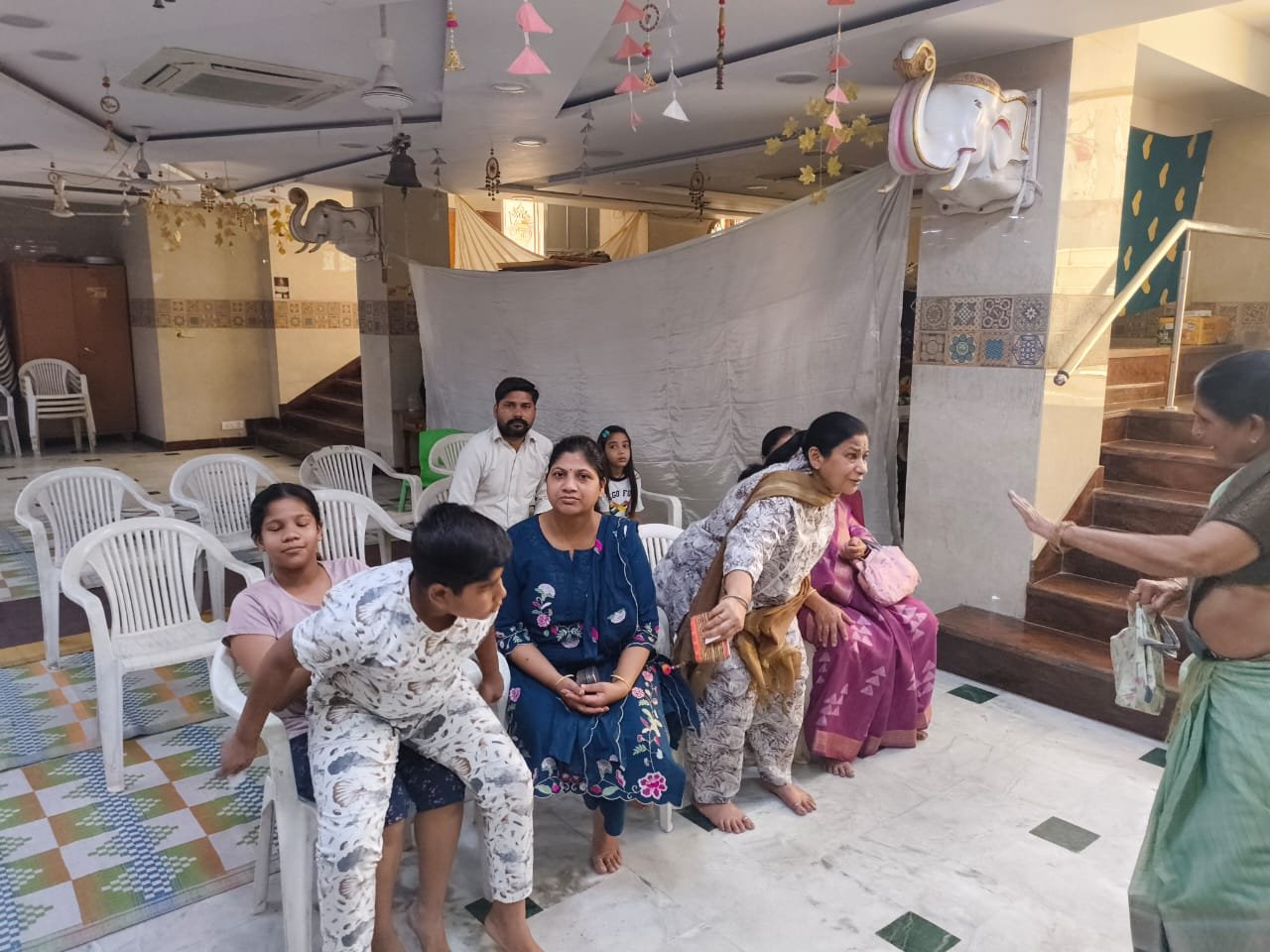 Families waiting their turn at the eye camp